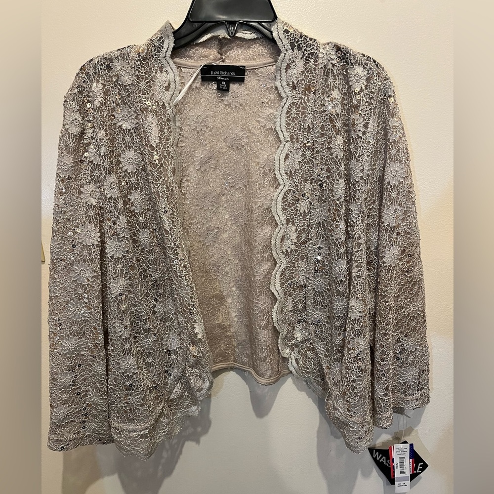 NWT R&M Richards Gold Sequined Cardigan